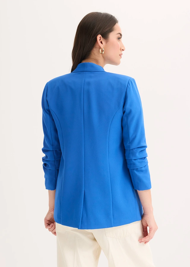 Blazer à manches froncées, Couleur: bleu arctique