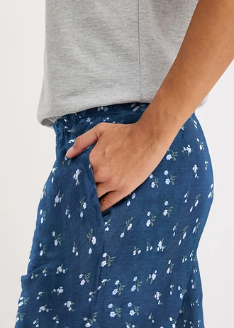 Pijama cu bluză cu mânecă scurtă, mulată • gri deschis melanj-indigo înflorat • magazin bonprix