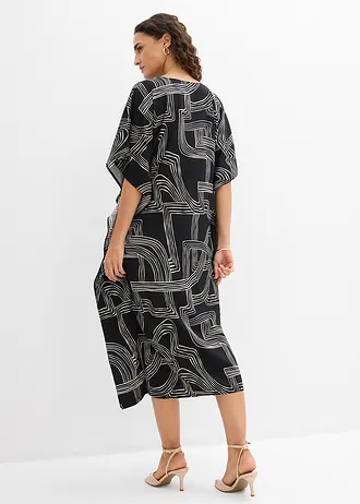 Robe caftan en viscose majoritaire • noir-blanc nacré graphique • Boutique bonprix