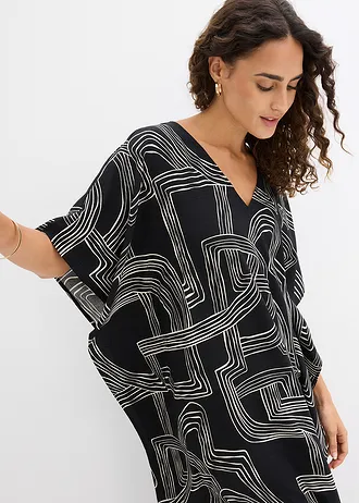 Robe caftan en viscose majoritaire • noir-blanc nacré graphique • Boutique bonprix