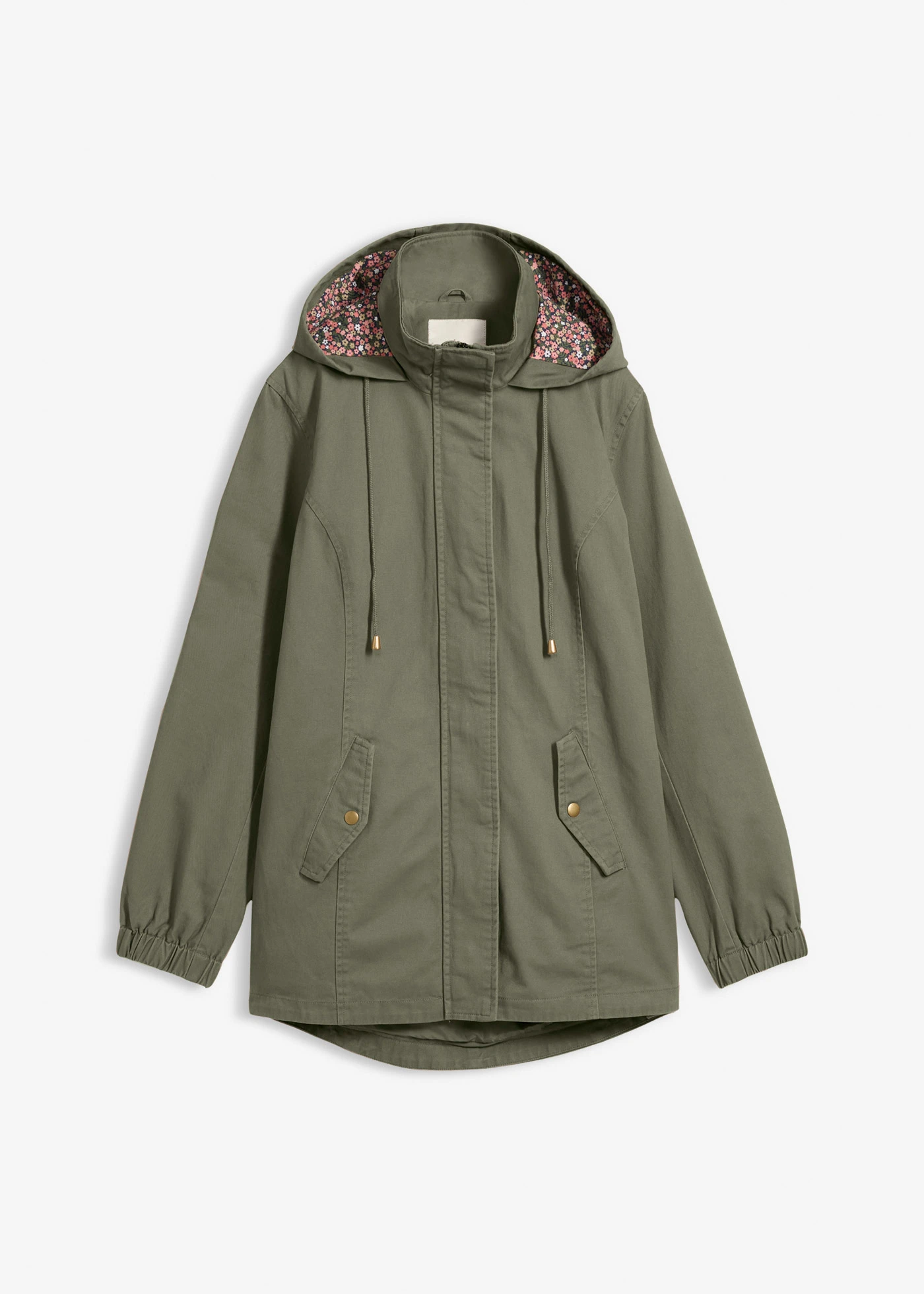 Parka de mi-saison en coton avec capuche imprimée • olive • Boutique bonprix
