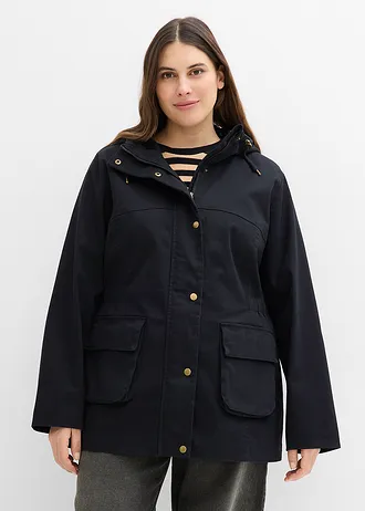 Veste déperlante avec doublure à carreaux, Couleur: noir