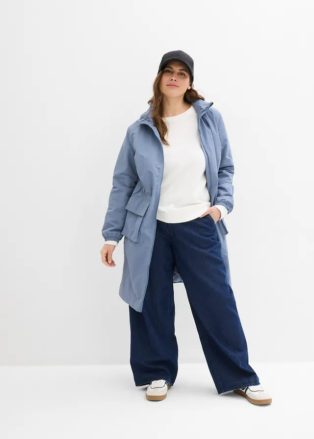 Waterafstotende, lichte parka, Kleur: rookblauw