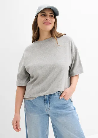Oversized shirt van puur, zwaar biologisch katoen, Kleur: lichtgrijs gemêleerd