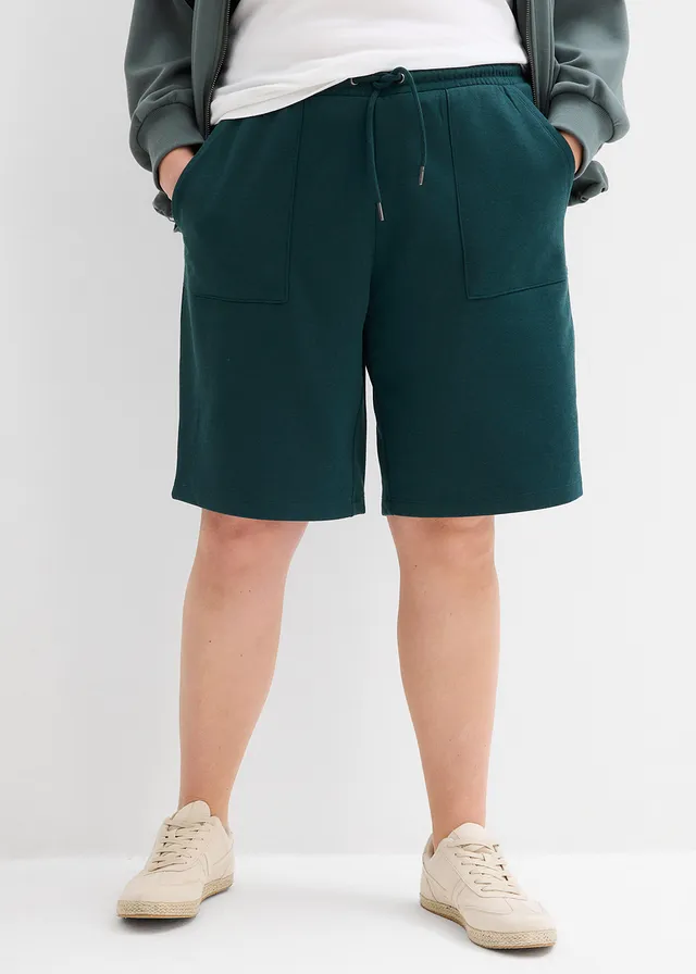 Sweat short met zakken, Kleur: diepgroen