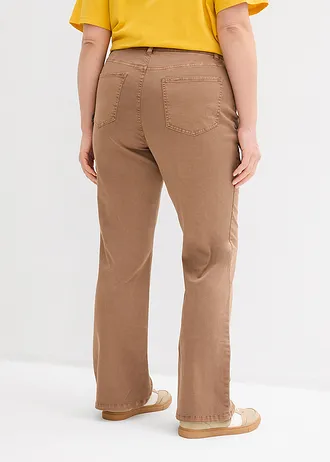 Kalhoty Bootcut s výšivkou, barva: kaštanově hnědá