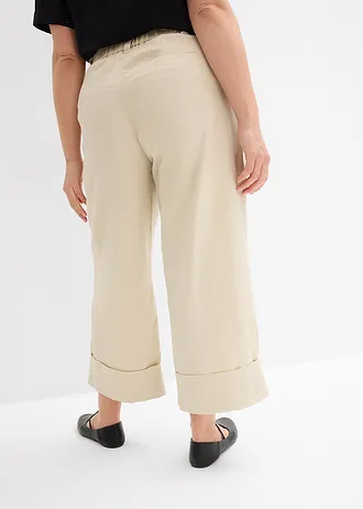 Pantaloni chino din bumbac organic 100%, culoare: bej nisipiu mat