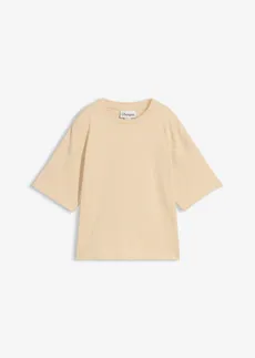 T-shirt o pudełkowym kroju z grubej bawełny organicznej, kolor: jasny piaskowy