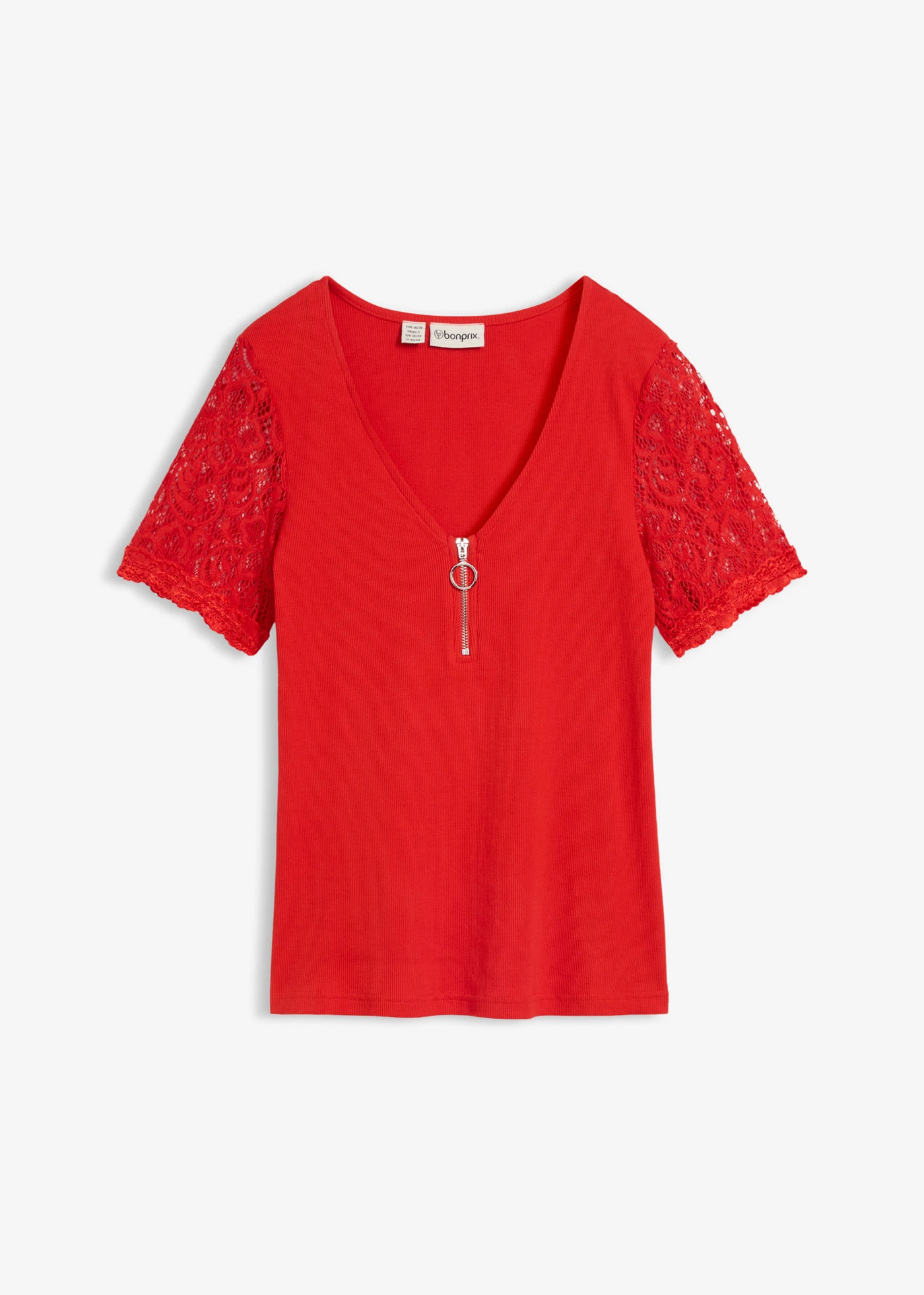 T-shirt en coton côtelé • fraise • Boutique bonprix