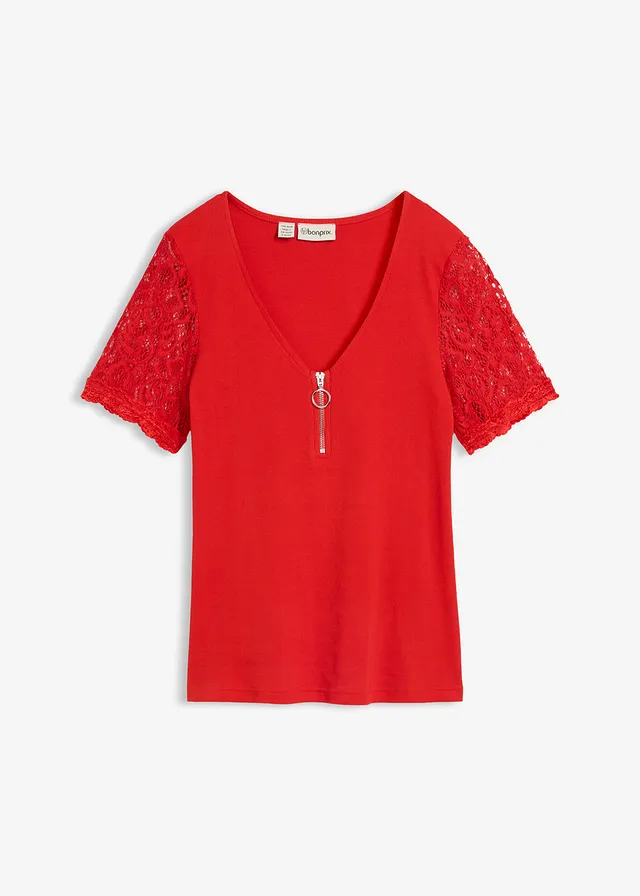 T-shirt en coton côtelé • fraise • Boutique bonprix
