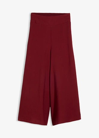 Pantaloni culotte din material cu viscoză, culoare: roșu rubiniu