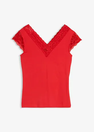 Shirt in een viscosemix, Kleur: aardbeirood