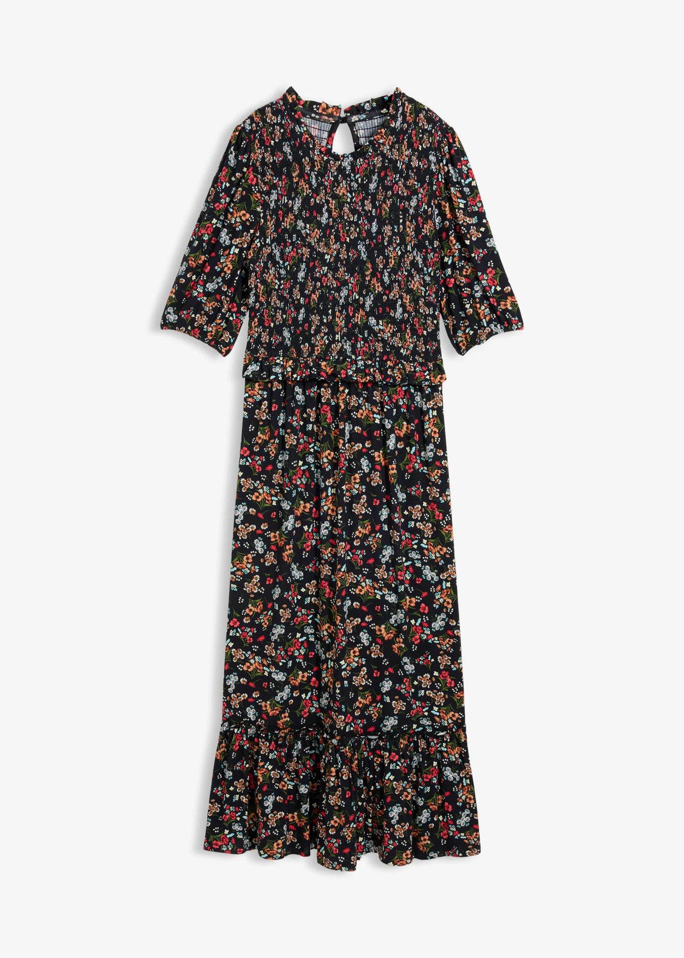 Robe midi en jersey viscose • noir floral • Boutique bonprix