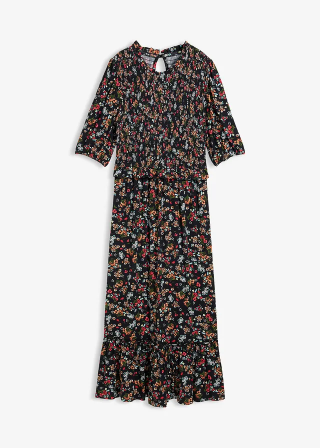Robe midi en jersey viscose • noir floral • Boutique bonprix