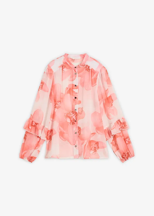 Chemisier en mousseline, Couleur: écru floral