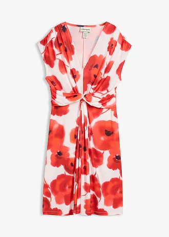 Rochie din jerse • crem-roșu-căpșună floral • magazin bonprix