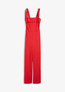 Jumpsuit met strikbandjes, Kleur: aardbeirood