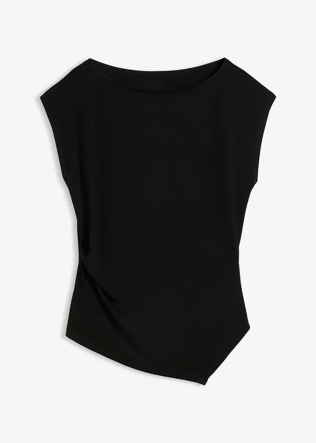 Top asymétrique en Punto di Roma, Couleur: noir