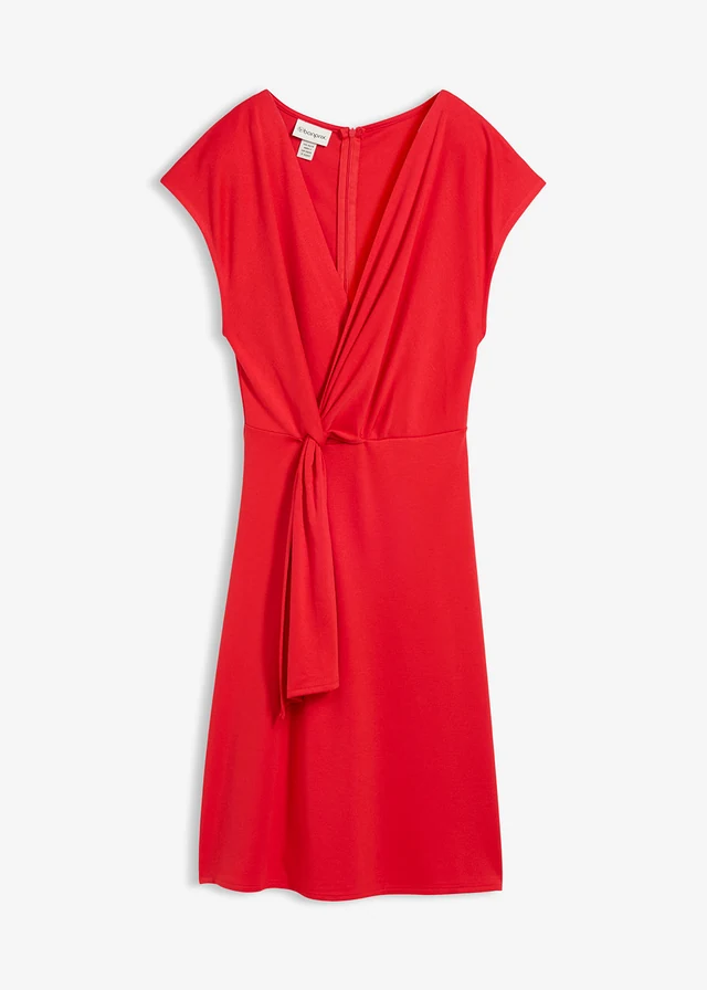 Robe midi en Punto di Roma, Couleur: fraise