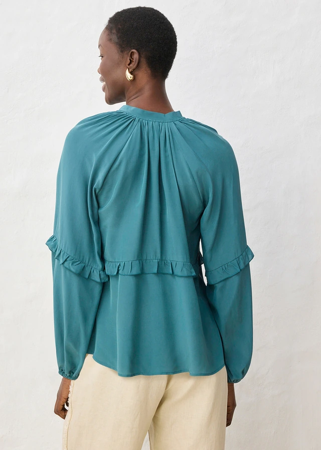 Tuniek met zijde, Kleur: pepergroen