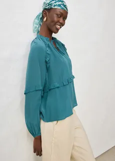 Tuniek met zijde, Kleur: pepergroen