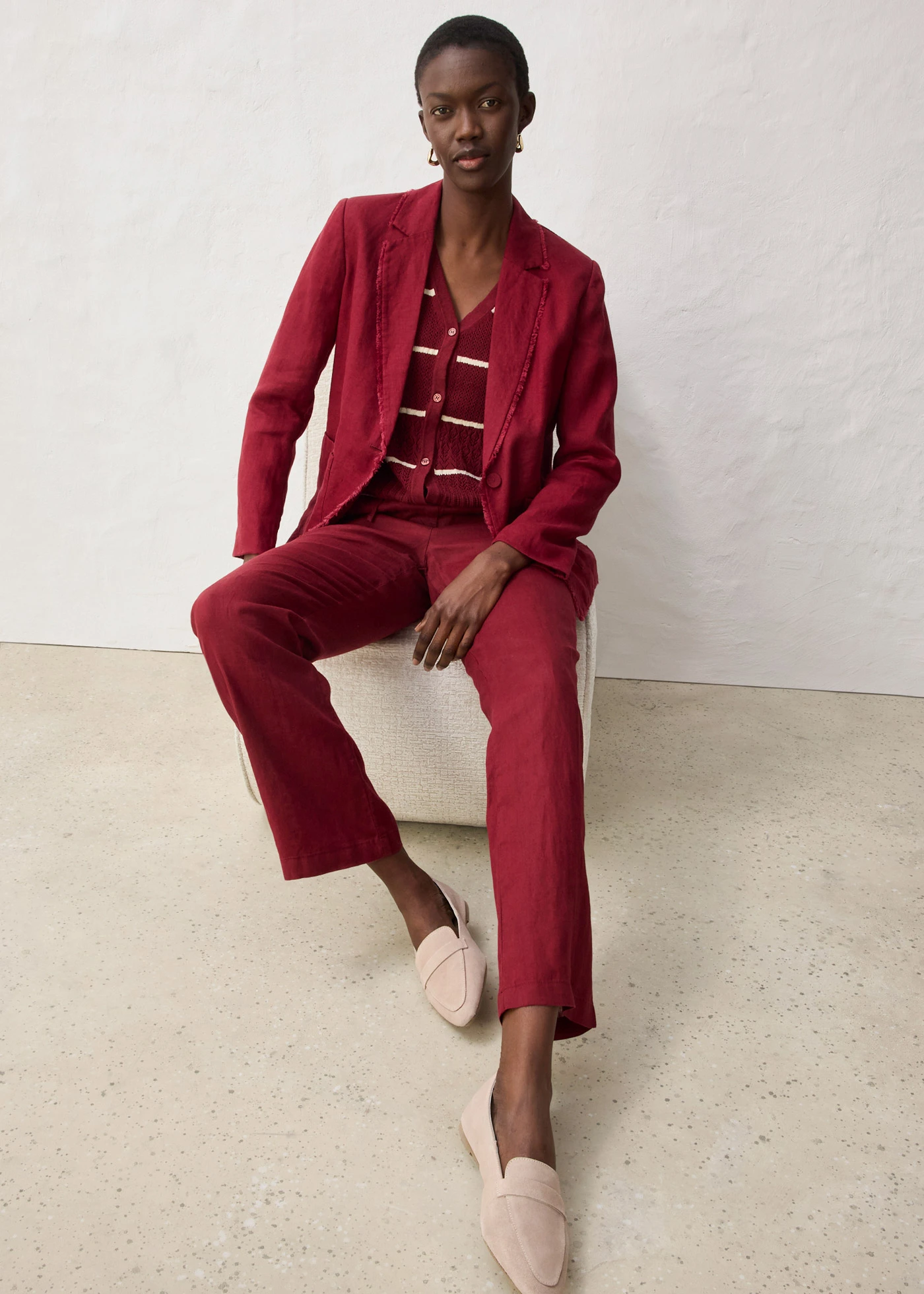 Broek van puur linnen • robijnrood • bonprix online shop