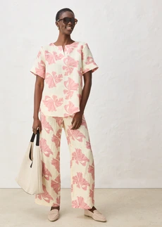 Tuniek van puur linnen • beige-kersenrood met print • bonprix online shop