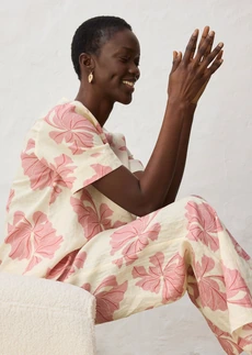 Tuniek van puur linnen • beige-kersenrood met print • bonprix online shop