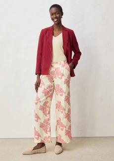 Marlene Dietrich broek van puur linnen • beige-kersenrood gedessineerd • bonprix online shop