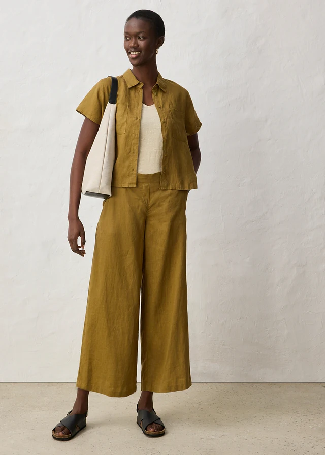 Jupe-culotte 100% lin, Couleur: vert nature
