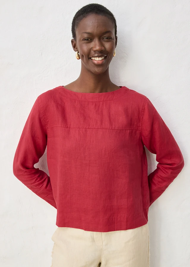 Tunique 100% lin, Couleur: rouge cerise