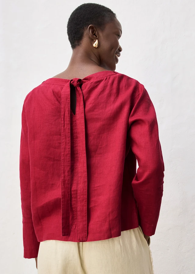 Tuniek van puur linnen, Kleur: kersenrood