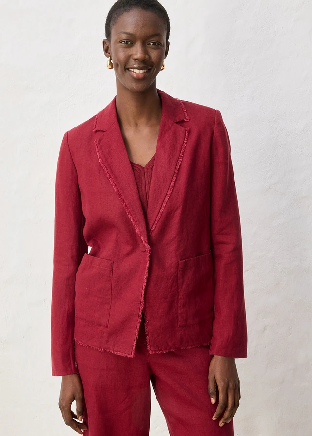 Blazer van puur linnen • robijnrood • product-page.page-title-suffix