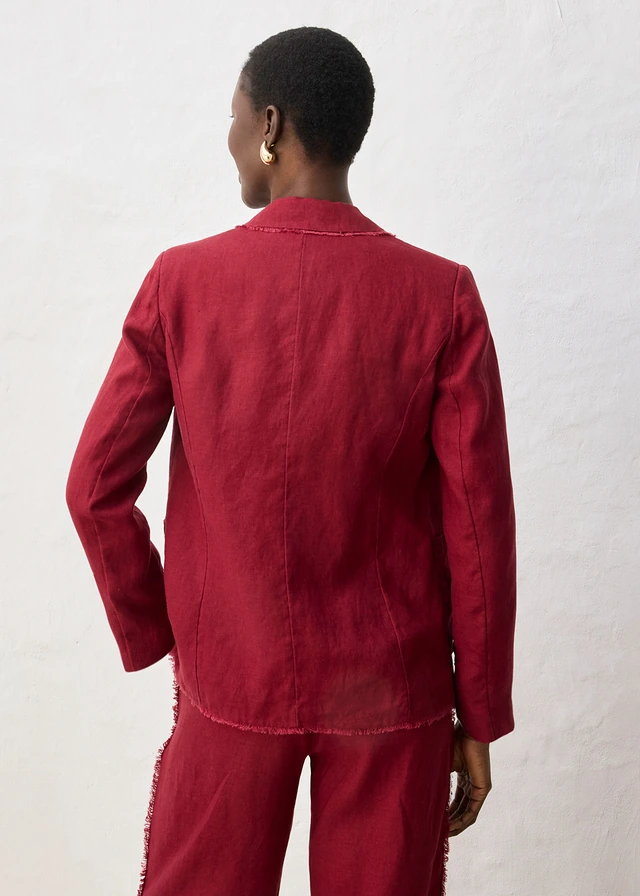 Blazer 100% lin, Couleur: rouge rubis
