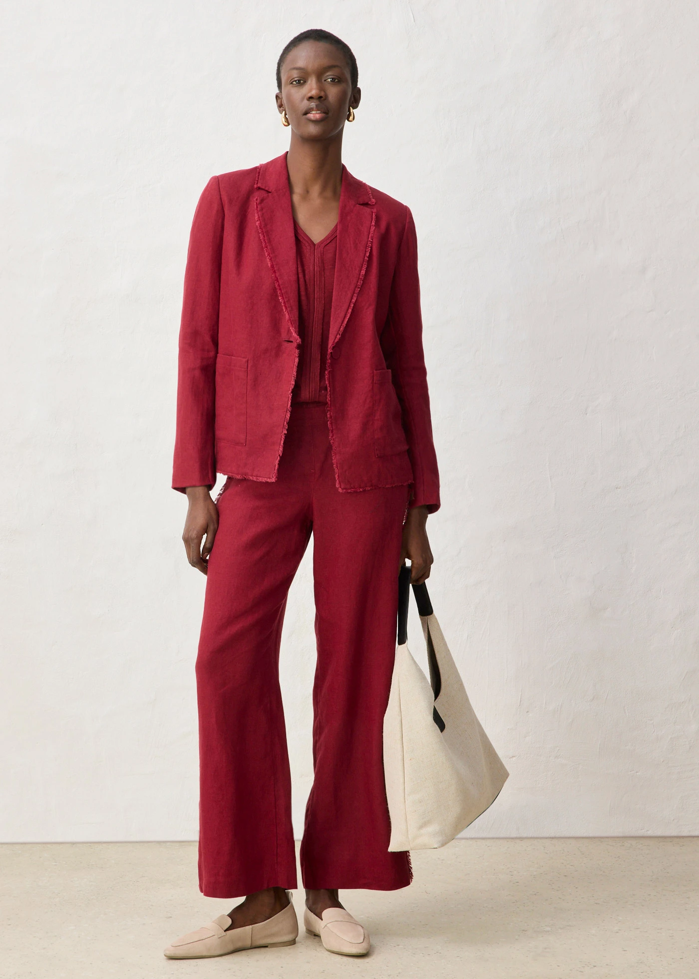 Blazer van puur linnen • robijnrood • bonprix online shop