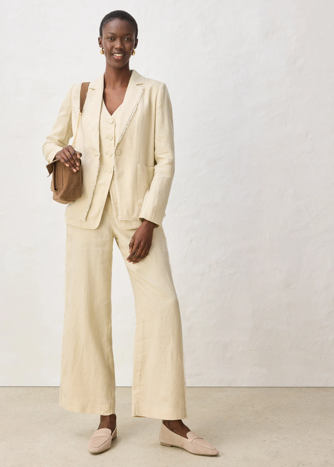 Blazer van puur linnen • lichtsand • bonprix online shop