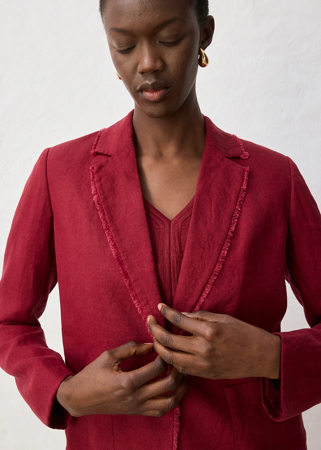 Blazer van puur linnen • robijnrood • product-page.page-title-suffix