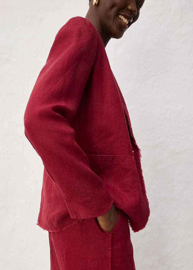 Blazer van puur linnen • robijnrood • product-page.page-title-suffix