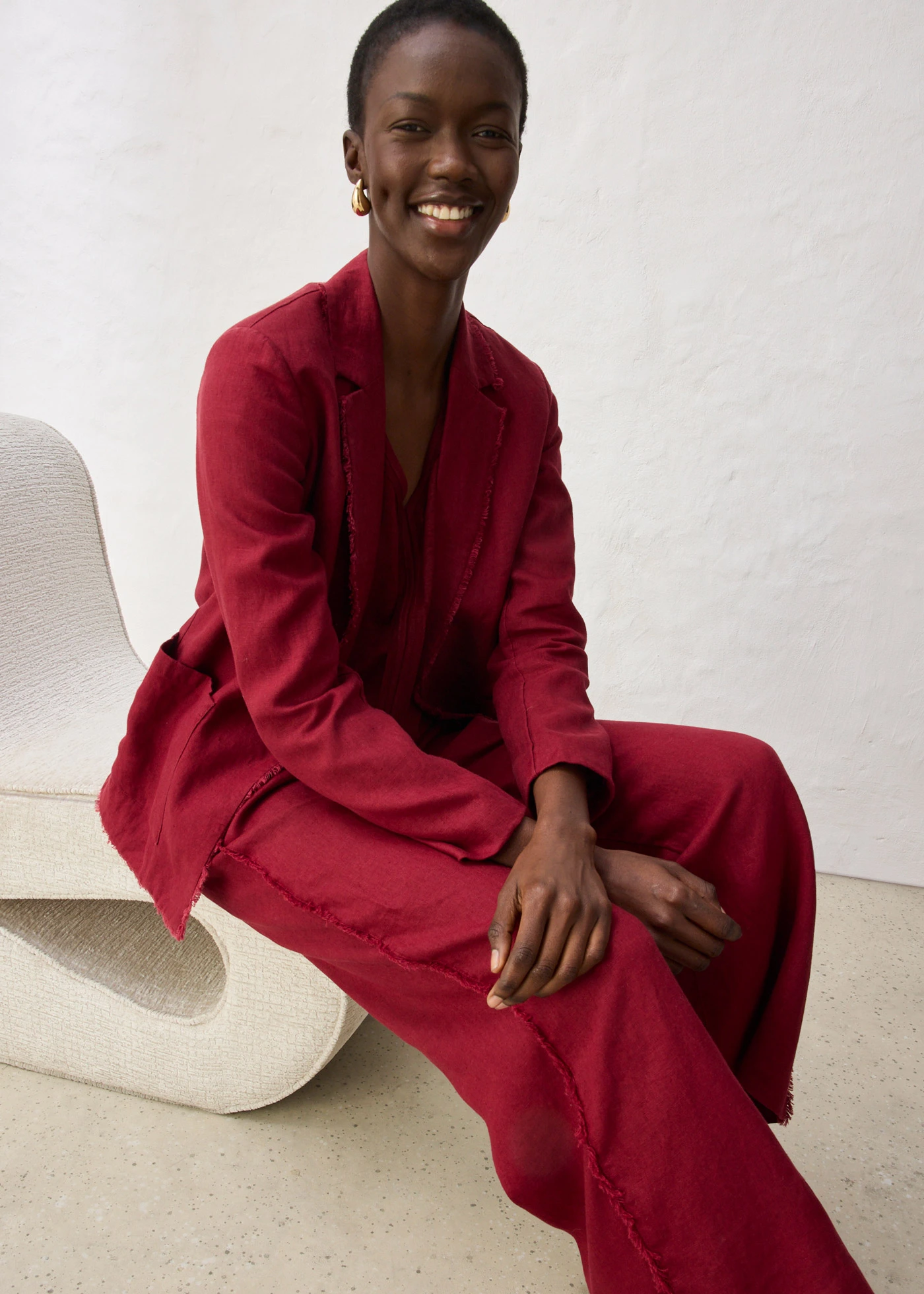 Sacou din in 100% • roșu rubiniu • magazin bonprix