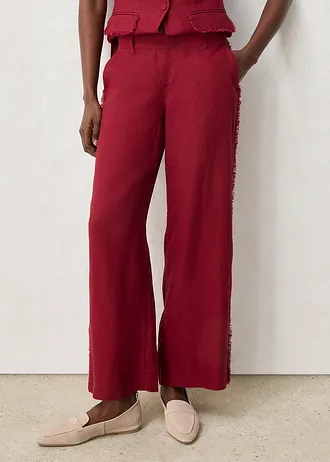 Linnen broek met wijde pijpen • robijnrood • bonprix online shop