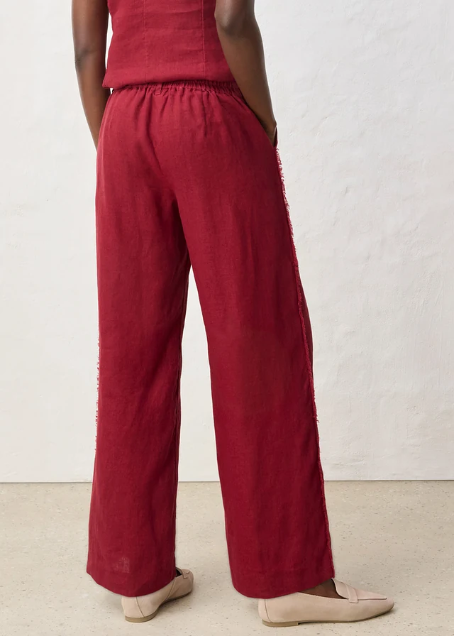 Linnen broek met wijde pijpen • robijnrood • product-page.page-title-suffix