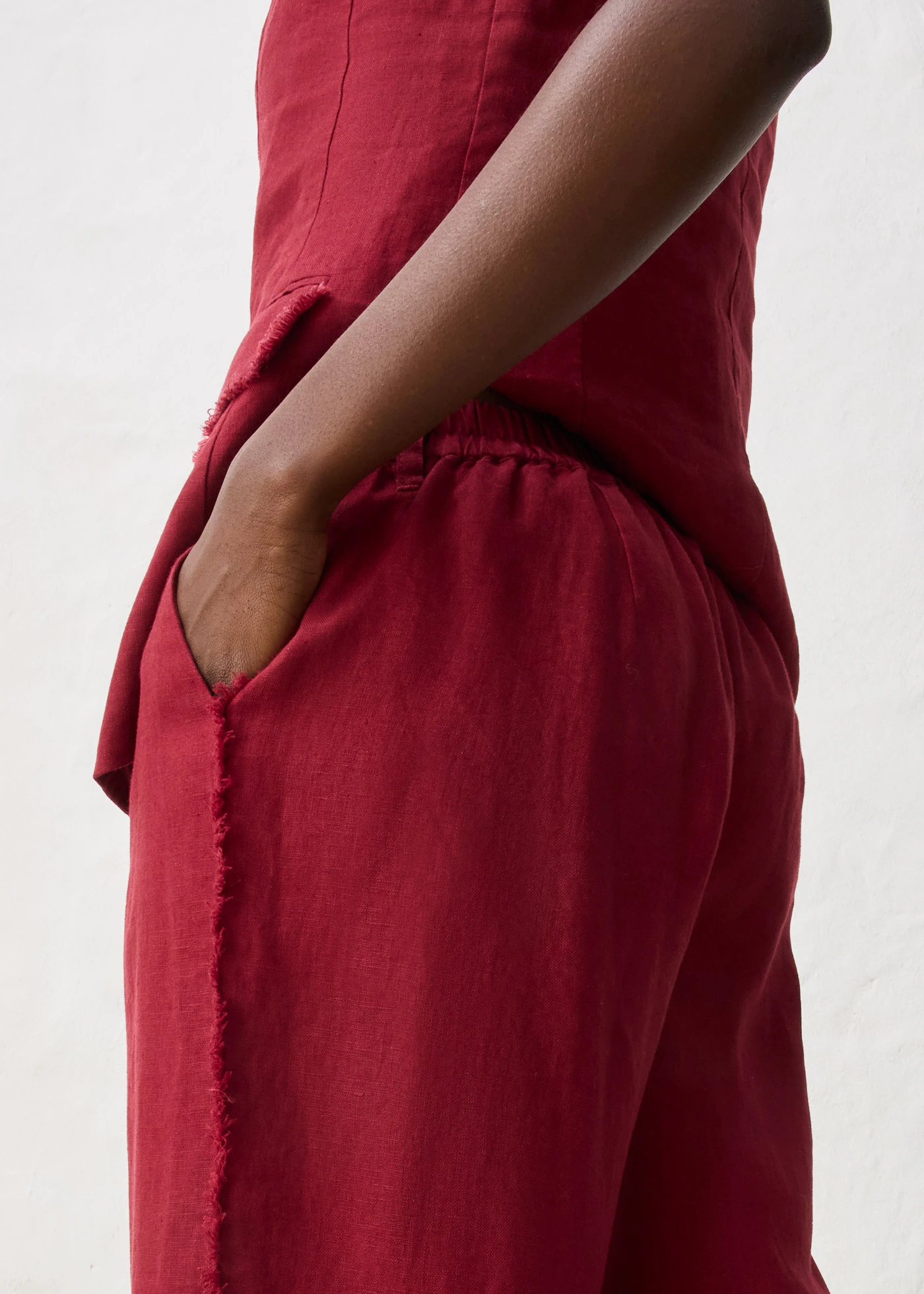 Pantalon large en lin • rouge rubis • Boutique bonprix