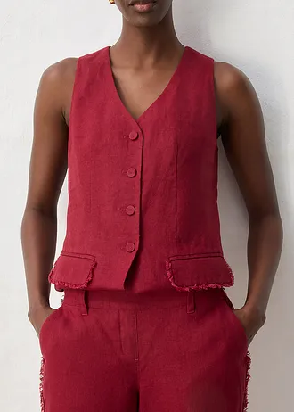 Pantalon large en lin • rouge rubis • Boutique bonprix