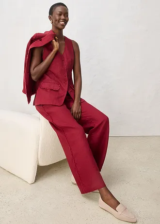 Pantalon large en lin • rouge rubis • Boutique bonprix