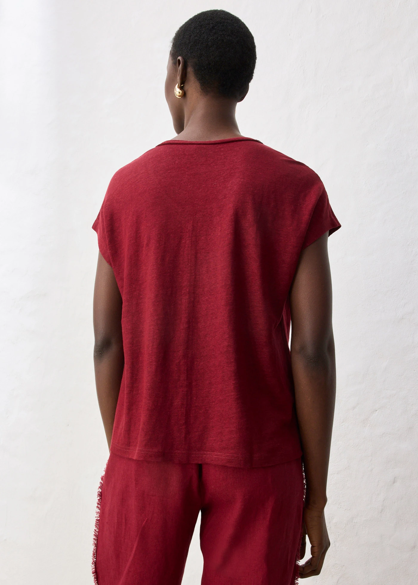 Bluzka z czystego lnu • czerwony rubinowy • sklep bonprix