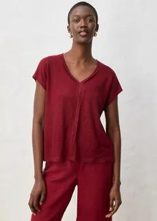 Shirt van puur linnen, Kleur: robijnrood