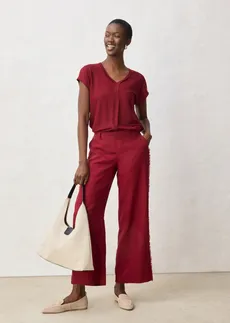 Bluză tricot din in 100% • roșu rubiniu • magazin bonprix