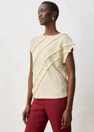 T-shirt 100% lin avec application • sable clair • Boutique bonprix