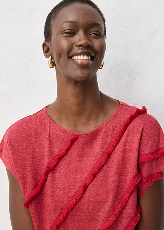 Triko s aplikací, z čistého lnu • třešňově červená • bonprix obchod