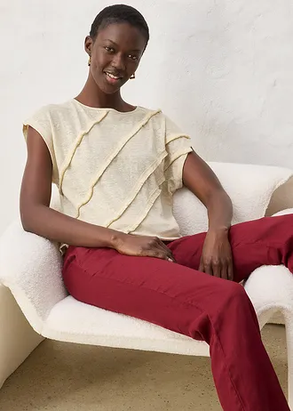 Shirt van puur linnen met applicatie • lichtsand • bonprix online shop